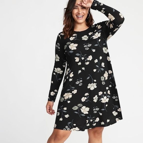 navy swing dress plus size
